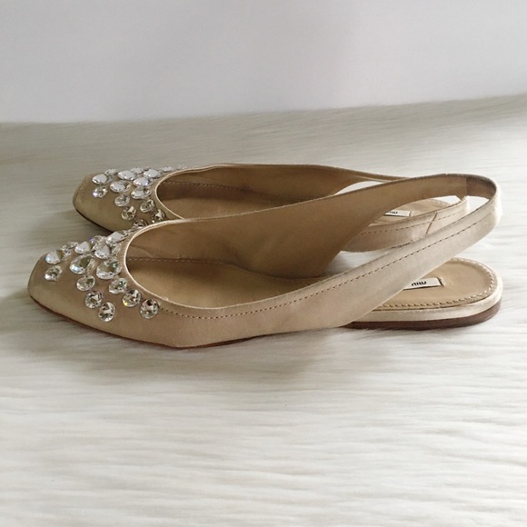 Miu Miu Ballet Satin Sling Back Flats - Picture 3 of 8